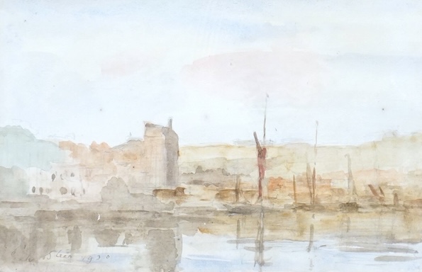Philip Wilson Steer (1860-1942), Harbour view, signed and dated 1930, watercolour, 18 x 29cm